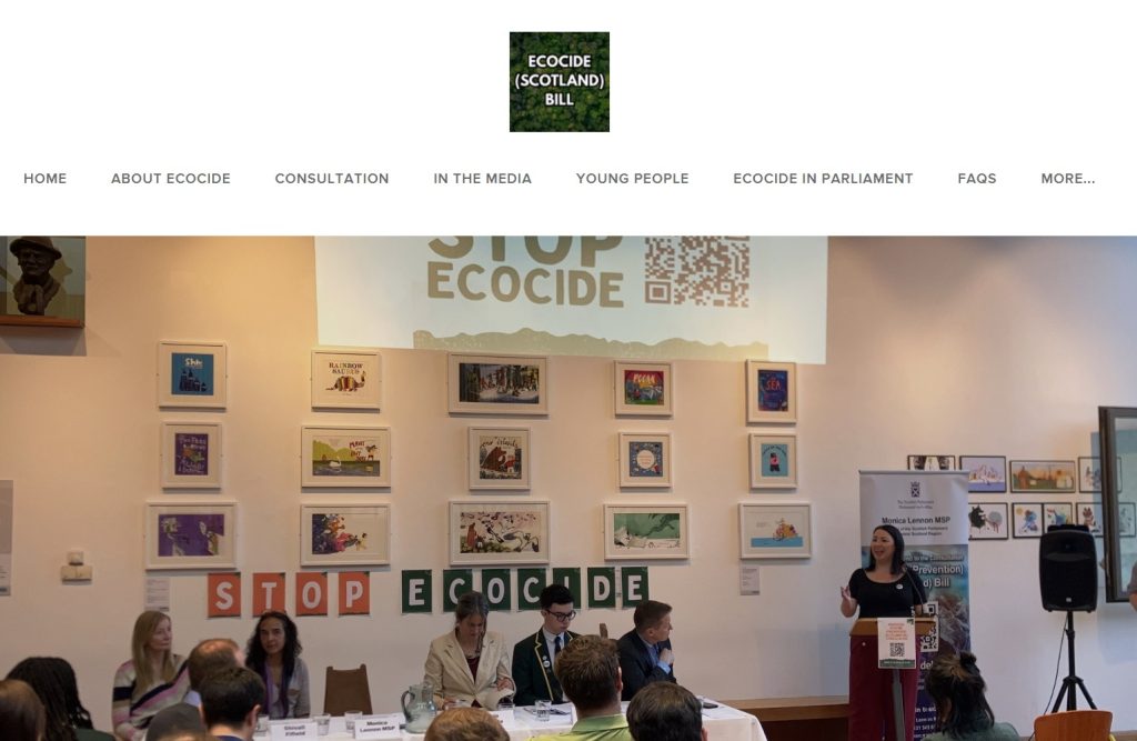 スコットランドのエコサイド法制化キャンペーンウェブサイト
